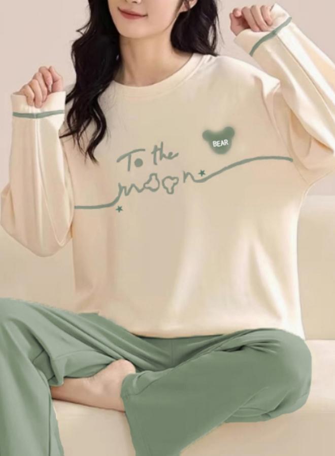 Take Two Plus Size Graphic Print T-Shirt and Pyjama Set - Image 2